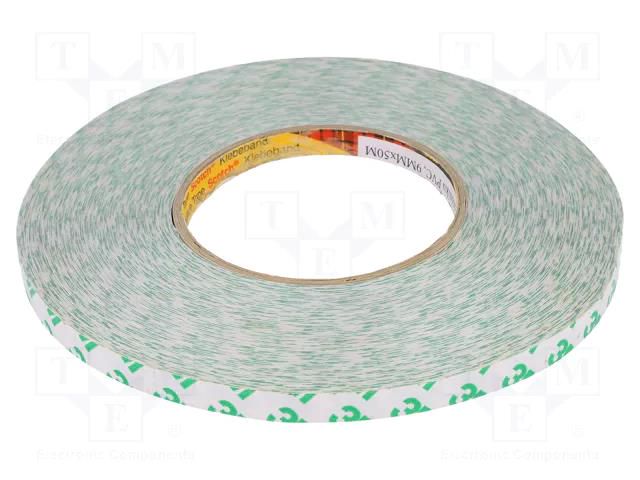 Tape: fixing; W: 9mm; L: 50m; Thk: 0.26mm; acrylic; white; -40÷70°C 3M 3M-9087-9-50