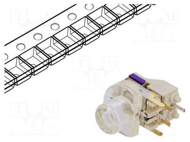 Microswitch TACT; SPST-NO; Pos: 2; 0.05A/12VDC; THT; LED; blue; ML3 DIPTRONICS ML3-AG2HB-CT-V-R