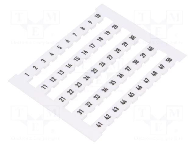 Marker; horizontal; white; 5mm; Marking: 1-50 WEIDMÜLLER DEK5-FW1-50