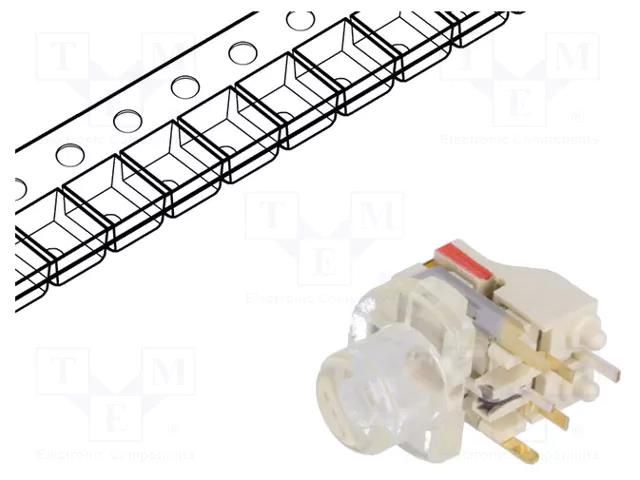 Microswitch TACT; SPST-NO; Pos: 2; 0.05A/12VDC; THT; LED; red; 1.56N DIPTRONICS ML3-AG2HR-CT-V-R
