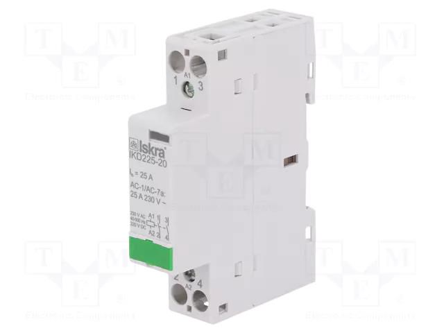 Contactor: 2-pole installation; 25A; 230VAC,220VDC; NO x2; IKD ISKRA IKD225-20/230V