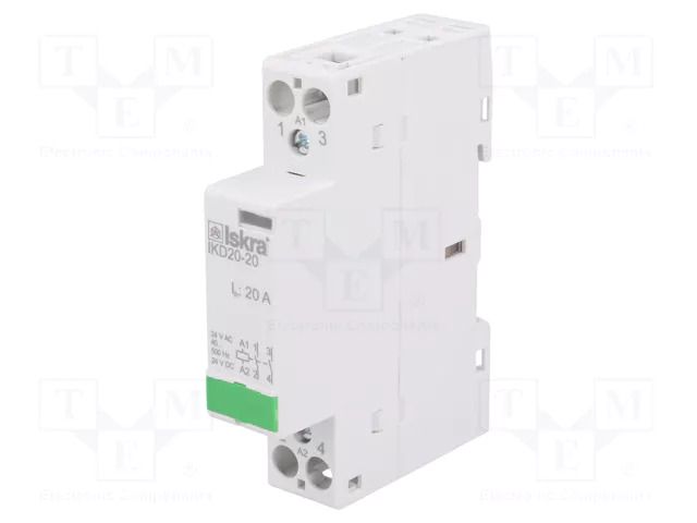 Contactor: 2-pole installation; 20A; 24VAC,24VDC; NO x2; IKD ISKRA IKD20-20/24V