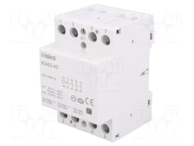 Contactor: 4-pole installation; 63A; 230VAC; NO x4 ISKRA IKA63-40/230V