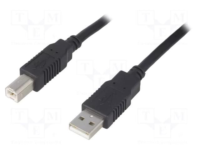 Cable; USB 2.0; USB A plug,USB B plug; 1m; black; Core: CCA BQ CABLE CAB-USB2AB/1.0-BK