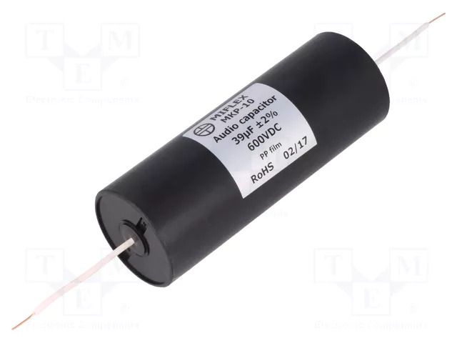 Capacitor: polypropylene; 39uF; 600VDC; ±2%; Ø45x119mm; -25÷85°C MIFLEX MKP10-39U/600