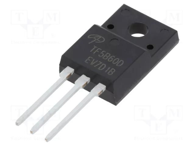 Transistor: IGBT; 600V; 5A; 12.5W; TO220F; Eoff: 0.04mJ; Eon: 0.14mJ ALPHA & OMEGA SEMICONDUCTOR AOTF5B60D