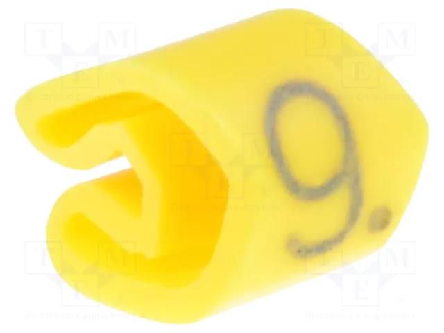 Markers; Marking: 9; 3÷5mm; PVC; yellow; -30÷80°C; leaded; UL94V-0 WEIDMÜLLER WM-CLI1-3GE/SW-9MP