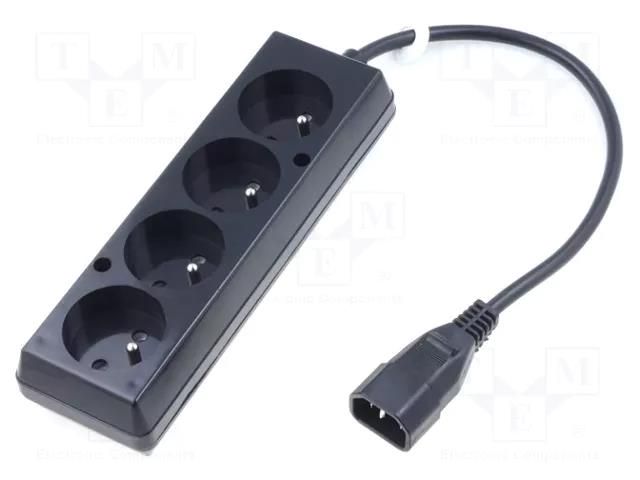Cable; 3x1mm2; CEE 7/5 (E) socket,IEC C14 male; PVC; 0.3m; black JONEX WN217-3/07/0.3BK-4