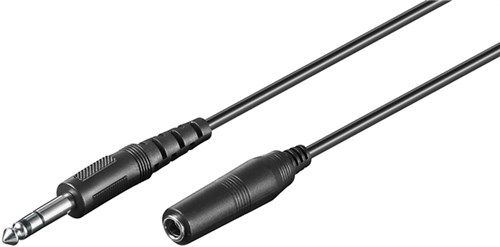 AUX Headphone and Audio Extension Cable, 3-Pin 6.35 mm, 5 m, black - 6.35 mm male (3-pin, stereo) > 6.35 mm female (3-pin, stereo) 50428