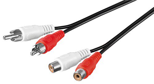 Stereo Extension Cable 2x RCA, 10 m - 2 RCA male (audio left/right) > 2 RCA female (audio left/right) 50437