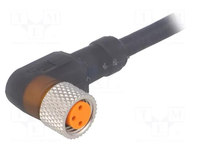 Connector: M8; 2m; female; PIN: 3; angled 90°; plug; PUR LUMBERG AUTOMATION RKMWV/LEDA3-224/2M