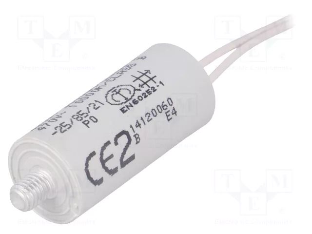 Capacitor: polypropylene; motors, run; 2uF; 470VAC; Ø25x55mm; ±5% KEMET C274ACA4200AL0J