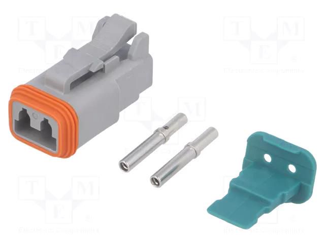 Connector: wire-wire; plug; female; AT; PIN: 2; IP67,IP69K; crimped AMPHENOL AT06-2S-KIT01