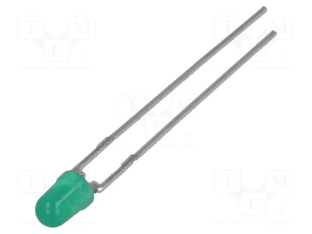 LED; green; 3mm; 2.6mcd; 60°; Front: convex; 1.5÷2.7VDC BROADCOM (AVAGO) HLMP-1503-C0002