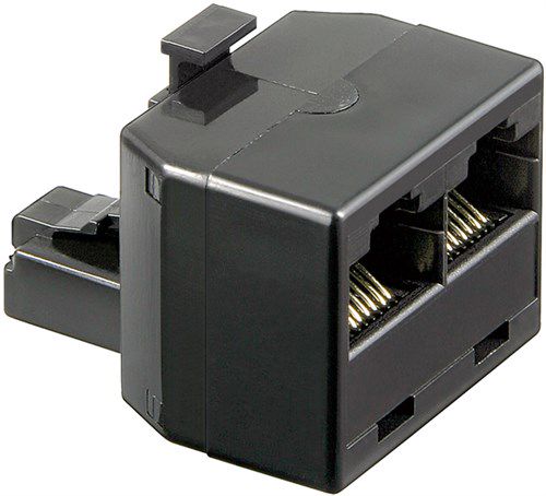 ISDN T-Adapter, black - RJ45 male (8P8C) > 2x RJ45 female (8P8C) 50584