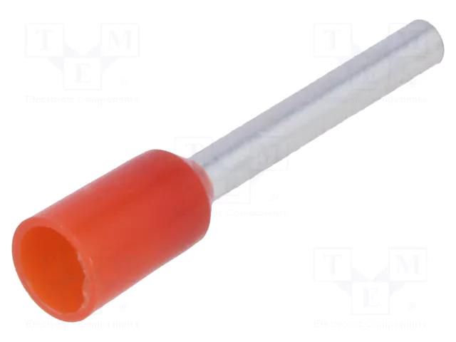 Tip: bootlace ferrule; insulated; copper; 1mm2; 12mm; tinned; red NINIGI TUL-RI-01012