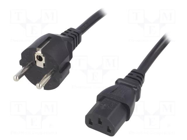 Cable; 3x1mm2; CEE 7/7 (E/F) plug,IEC C13 female; PVC; 3m; black LIAN DUNG SN310-3/10/3BK