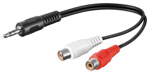 3.5 mm Audio Cable Adapter, Male to Stereo RCA Female, 0.2 m, black - 3.5 mm male (3-pin, stereo) > 2 RCA female (audio left/right) 50600