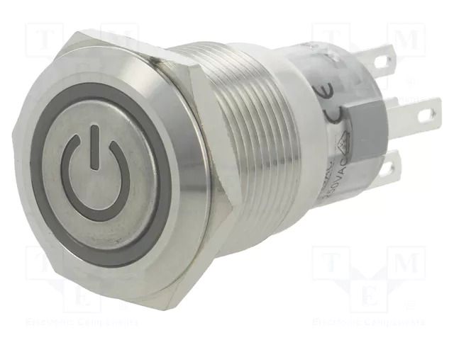 Switch: vandal resistant; Pos: 2; SPDT; 0.5A/220VAC; 1A/24VDC; IP67 ONPOW V19-21ET-24G-S