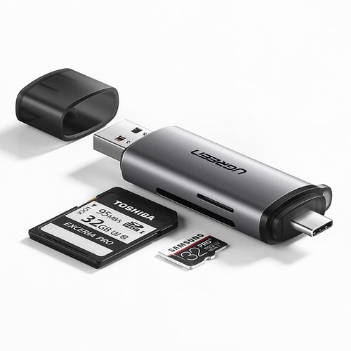 Atminties kortelių microSD, SD skaitytuvas USB 3.0/USB-C OTG UGREEN/50706 6957303857067