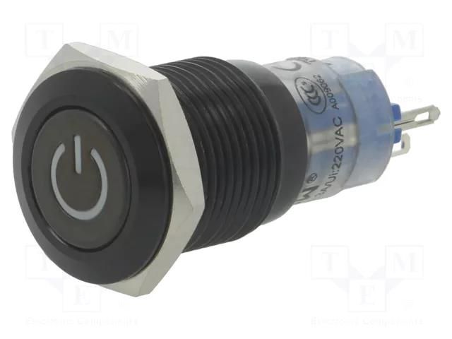 Switch: vandal resistant; Pos: 2; SPDT; 0.5A/220VAC; 1A/24VDC; IP40 ONPOW V16-21DT-12R-A