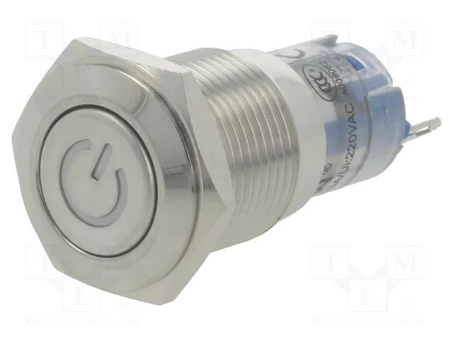 Switch: vandal resistant; Pos: 2; SPDT; 0.5A/220VAC; 1A/24VDC; IP40 ONPOW V16-21DT-12G-S