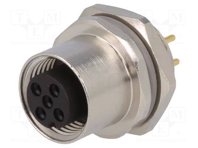 Connector: M12; socket; PIN: 5; female; 60V; straight; IP67; THT; 4A TE Connectivity T4143012051-000