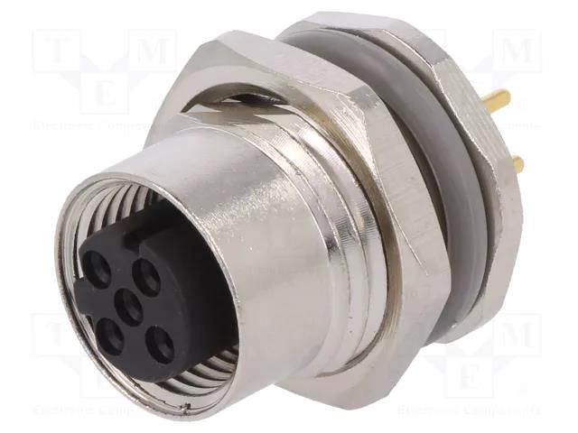 Connector: M12; socket; PIN: 4; female; 250V; straight; IP67; THT TE Connectivity T4141512041-000