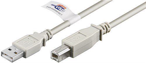 USB 2.0 Hi-Speed Cable with USB Certificate, grey, 2 m - USB 2.0 male (type A) > USB 2.0 male (type B) 50831