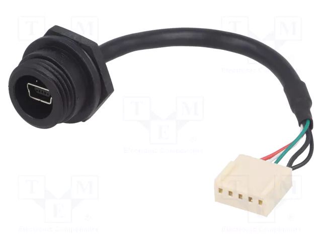 Cable; USB mini Buccaneer; USB B mini socket,5pin plug; 0.108m BULGIN PX0443