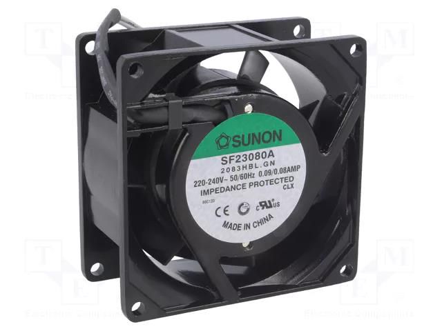 Fan: AC; axial; 230VAC; 80x80x38mm; 40.7m3/h(±7%); 32dBA; ball SUNON SF23080A2083HBL