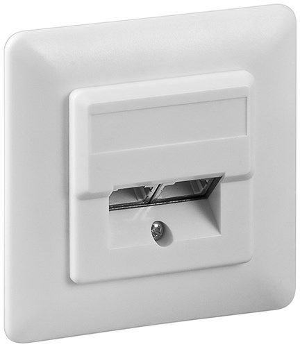 CAT 5e Wall Plate Flush Mounting, white - 2x RJ45 connections, shielded, termination strip for tool-free IDC mounting 50972