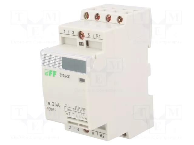 Contactor: 4-pole installation; 25A; 230VAC; NC + NO x3; IP20 F&F ST25-31