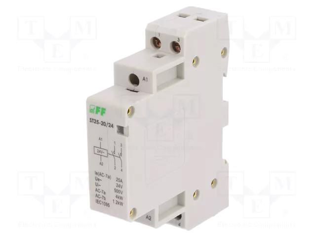 Contactor: 2-pole installation; 25A; 24VAC; NO x2; IP20; -25÷50°C F&F ST25-20-24V