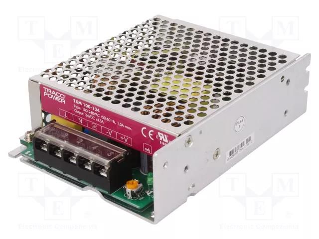 Power supply: switching; for building in,modular; 100W; 24VDC TRACO POWER TXM100-124