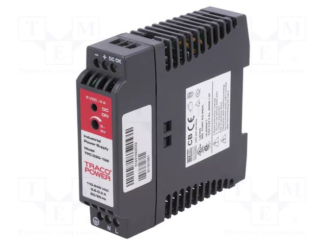 Power supply: switching; for DIN rail; 20W; 5VDC; 4A; 85÷264VAC TRACO POWER TPC030-105