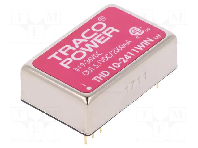 Converter: DC/DC; 10W; Uin: 9÷36VDC; Uout: 5.1VDC; Iout: 2000mA TRACO POWER THD10-2411WIN