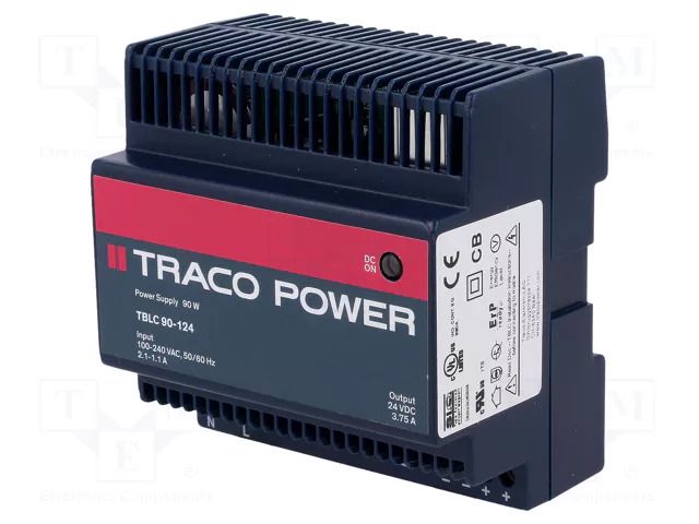 Power supply: switching; for DIN rail; 90W; 24VDC; 3.75A; OUT: 1 TRACO POWER TBLC90-124