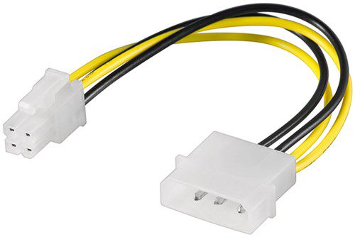 PC Power Cable/Adapter, 5.25 Inch Male to ATX12 P4, 4-Pin, 0.16 m - HDD/5.25 inch male (4 pin) > P4 male 51362