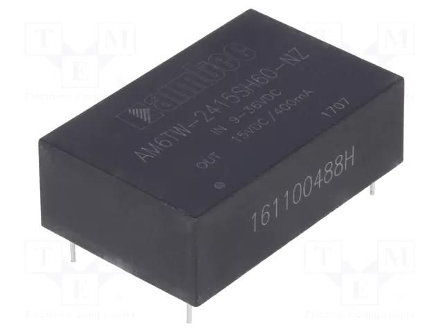 Converter: DC/DC; 6W; Uin: 9÷36VDC; Uout: 15VDC; Iout: 400mA; DIP24 AIMTEC AM6TW-2415SH60-NZ