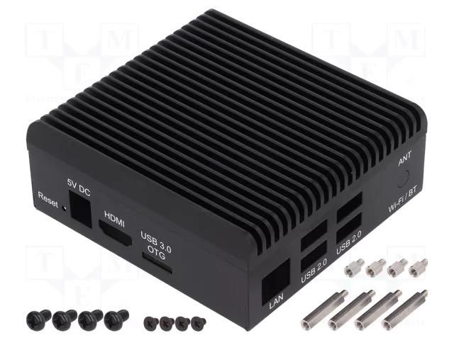 Enclosure: for computer; aluminium; black; X: 91mm; Y: 95mm; Z: 37mm AAEON UP-GWS01-A10-0001