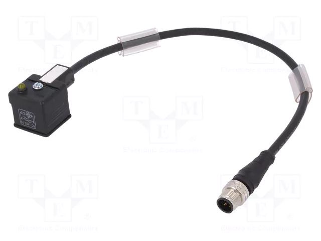 Adapter cable; DIN 43650 plug,M12 male; PIN: 3; IP67; 3A; 0.3m IFM ELECTRONIC E11416