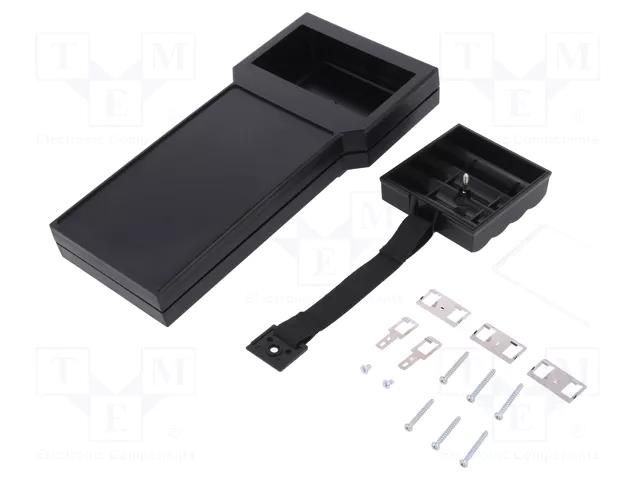 Enclosure: for devices with displays; X: 100mm; Y: 211mm; Z: 26mm BOPLA BOS902-RAL9005
