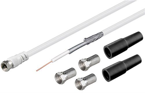 100 dB Coaxial Antenna Cable Set, 20 m - double shielded LNB connection cable with F plugs 51625