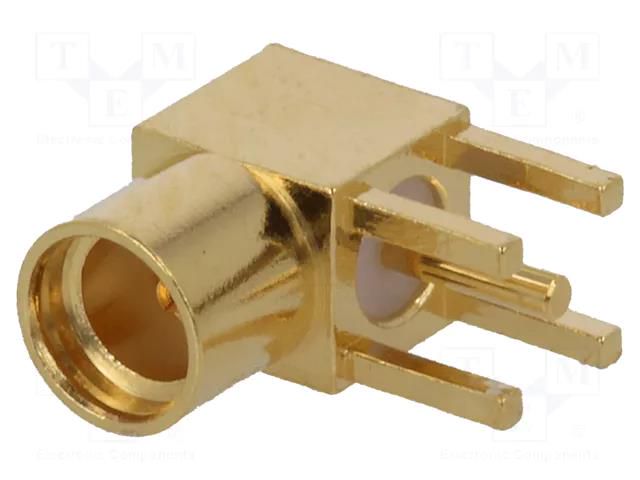 Connector: MMCX; socket; female; angled 90°; THT; gold-plated; 50Ω AMPHENOL RF MMCX6252N13GT30G50
