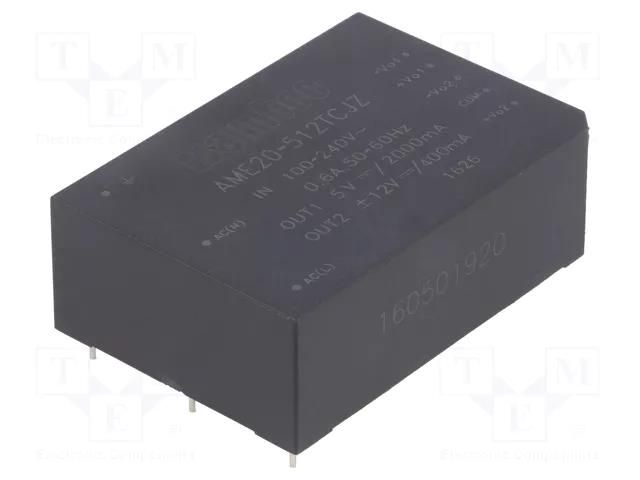 Converter: AC/DC; 20W; Uin: 85÷264VAC,120÷370VDC; Uout: 5VDC; 75% AIMTEC AME20-512TCJZ