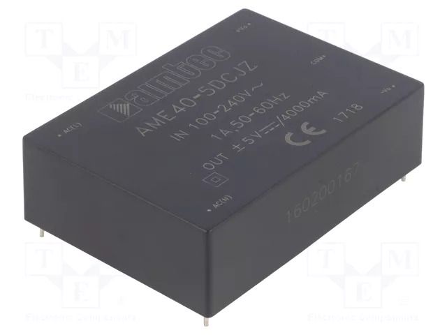 Converter: AC/DC; 40W; Uin: 85÷264VAC,100÷370VDC; Uout: 5VDC; 82% AIMTEC AME40-5DCJZ
