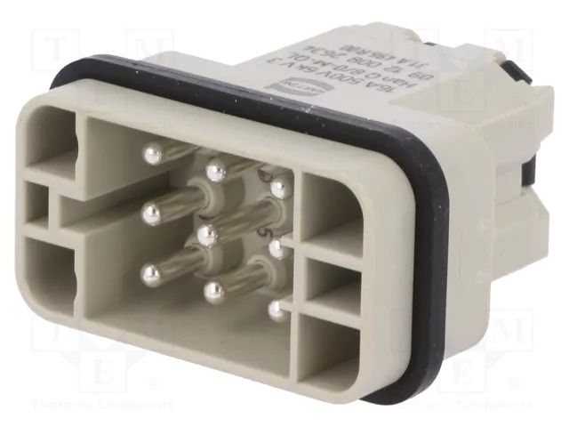 Connector: HDC; contact insert; male; 16A; 500V; Han Q; PIN: 9; 8+PE HARTING 09120082634