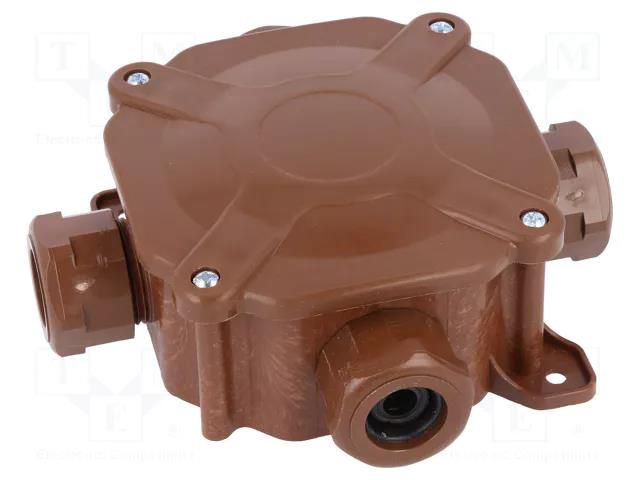 Enclosure: junction box; X: 75mm; Y: 75mm; Z: 35mm; wall mount; IP67 PAWBOL PW-A.0035BR