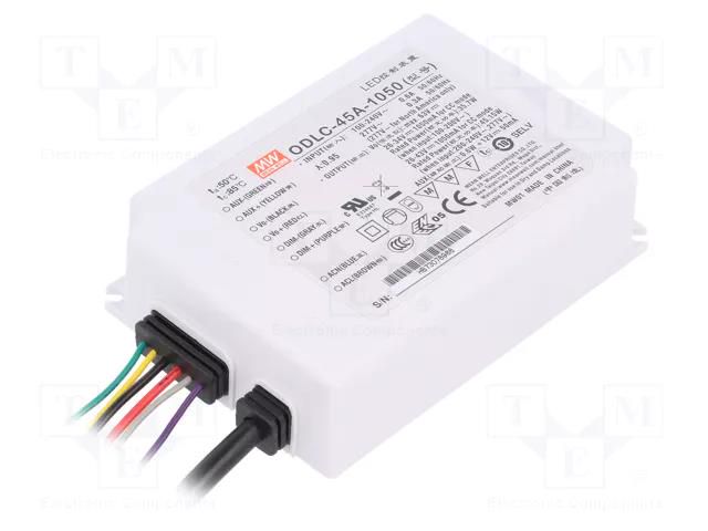 Power supply: switching; LED; 45W; 36÷43VDC; 1050mA; 90÷295VAC MEAN WELL ODLC-45A-1050
